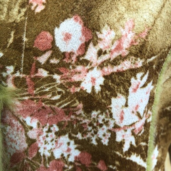 Real fur Floral Green Jacket - Picture 5 of 7